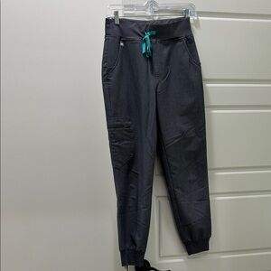 Figs Gray Joggers with Teal Drawstring